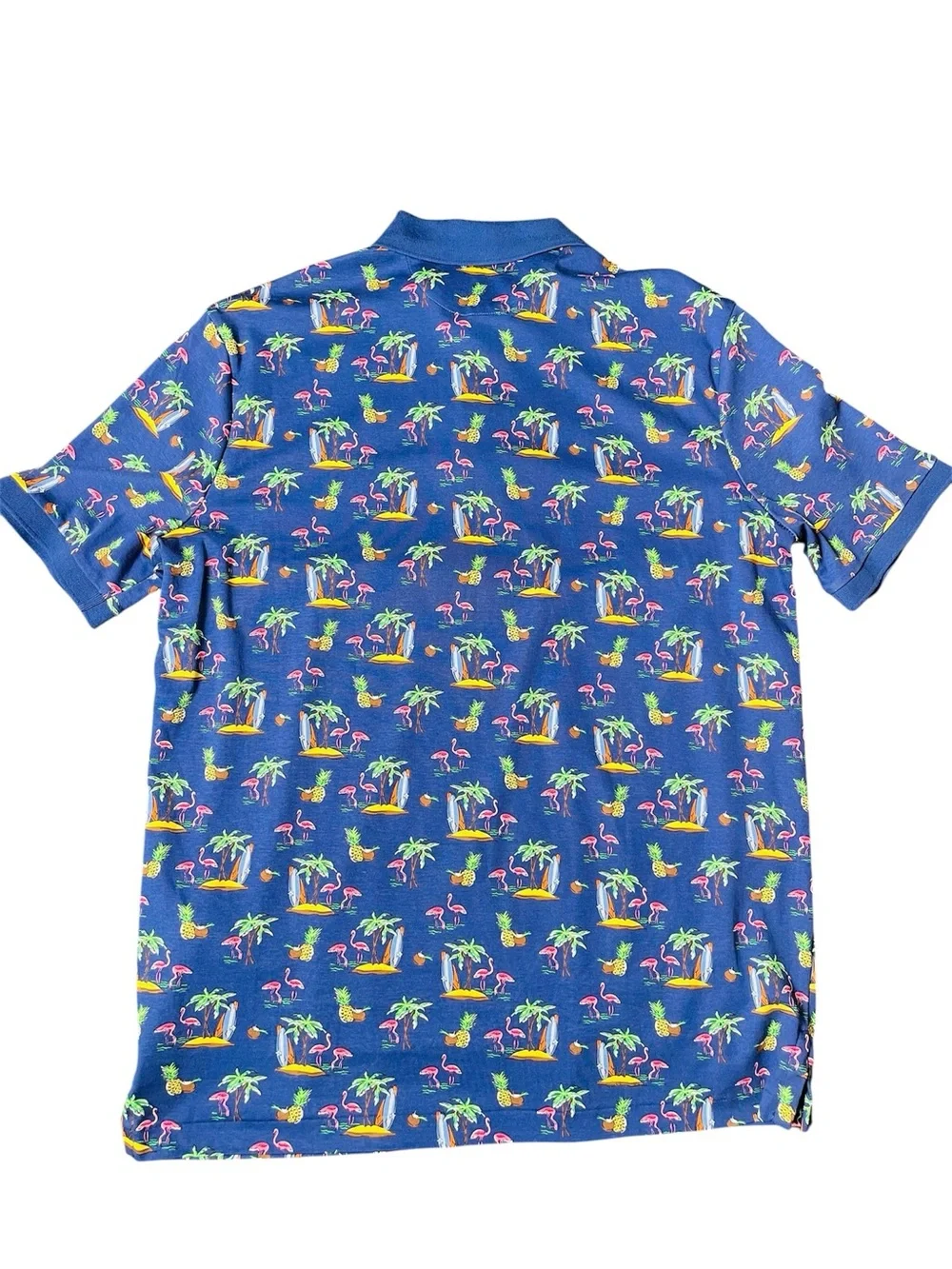 Ralph Lauren Navy Polo with Tropical Flamingo & Pineapple Print